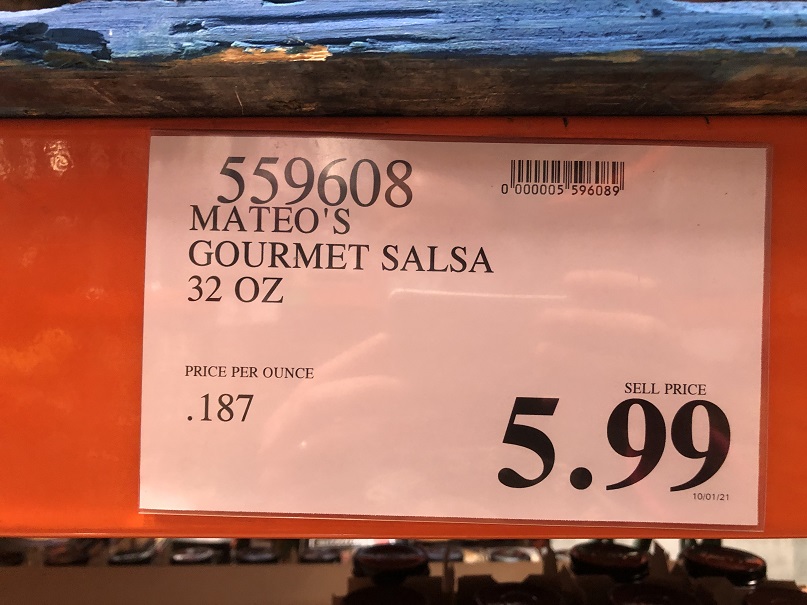 Cost of Mateos Salsa at Costco