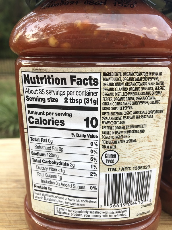 Kirkland Salsa Nutrition 