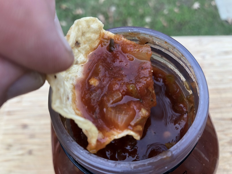 Kirkland Salsa on a tortilla chip