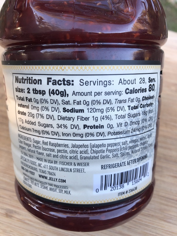 Raspberry Chipotle Sauce Nutrition