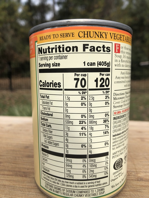 Low Salt Chunky Veg Soup Nutrition