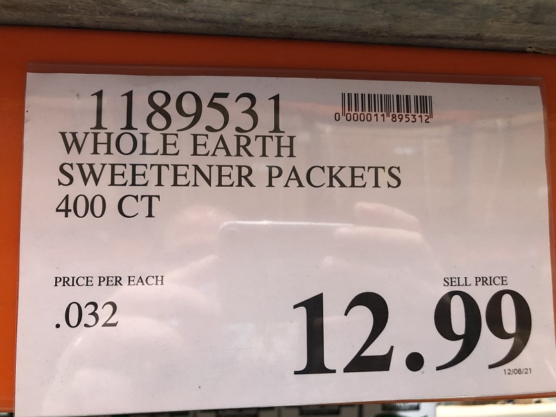 Price for 400 Sweetener packs at Costco