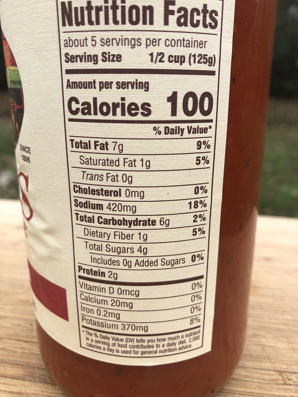 Ingredients and Nutrition of Rao's Marinara Sauce at Costco!