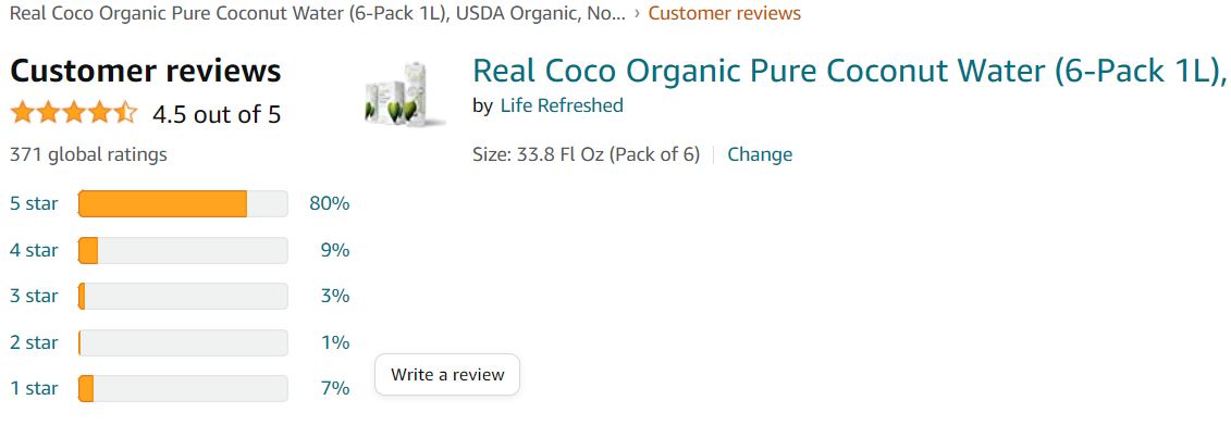 Customer Reviews of Real CoCo Organic Coconut Water