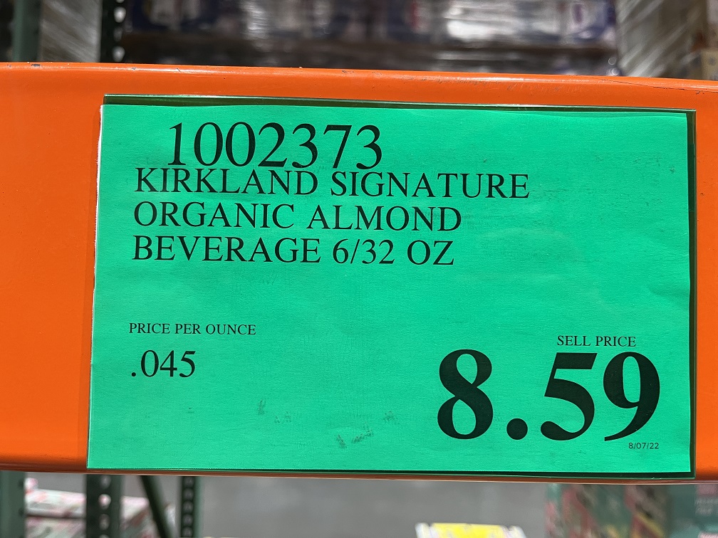 Price of Organic Almond Milk at Costco