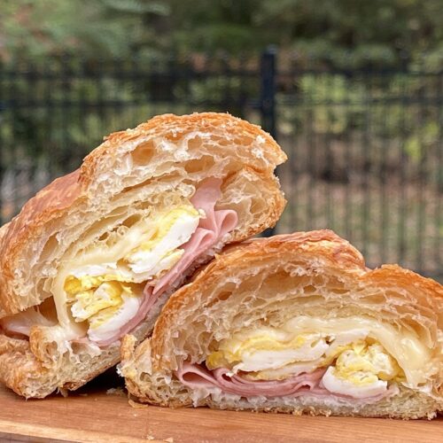 Croissant with Eggs Ham and Swiss