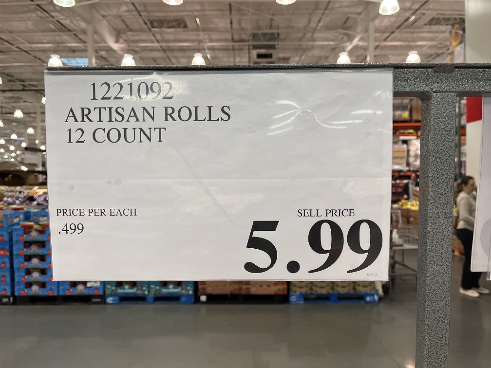 Price of Artisan Rolls at Costco