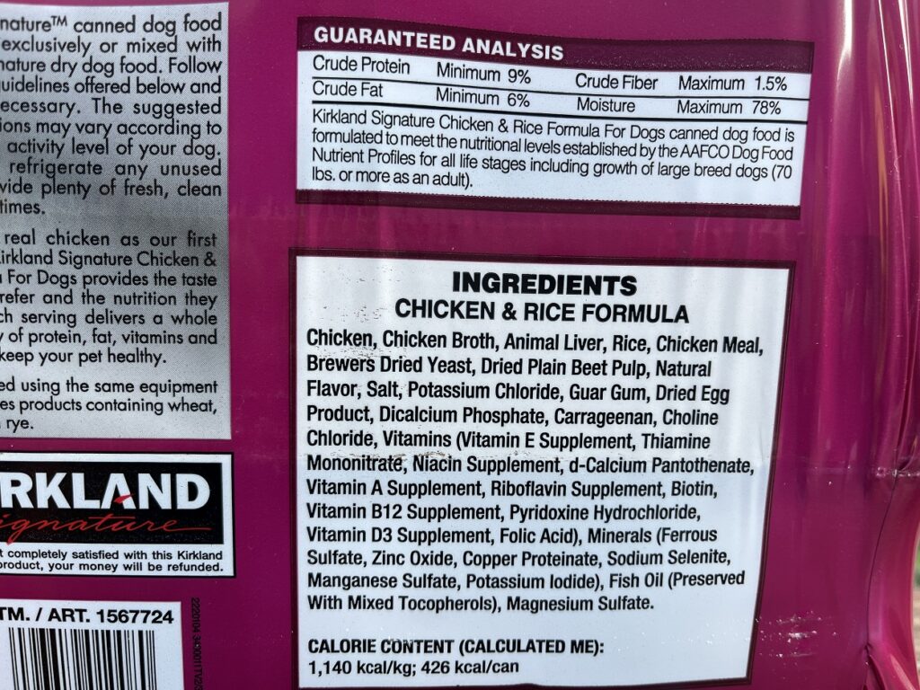 The Kirkland Signature Chicken and Rice Canned Dog Food at Costco is ...